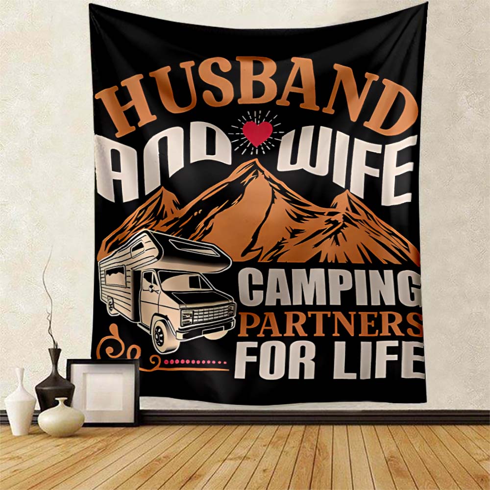 Camping Tapestry Camper Outing Accessories Fun Kids Room Club Man Cave Home Bedroom Wall Decor Backdrop