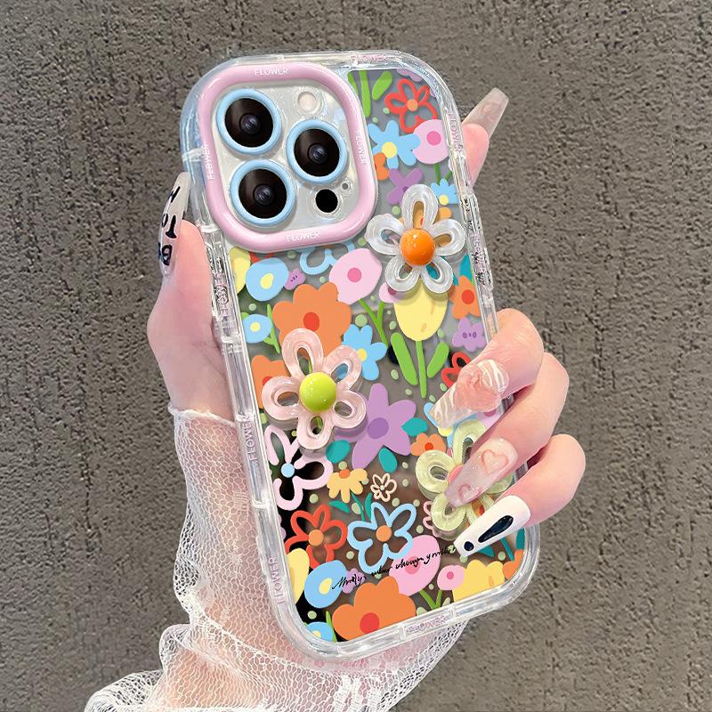 Kolorowe Kwiaty Pasujące do IPhone 16 Etui na IPhone 15 Lustro 14 Dopamina 13 Trójwymiarowe 12 Wysokiej klasy Zmysł 11