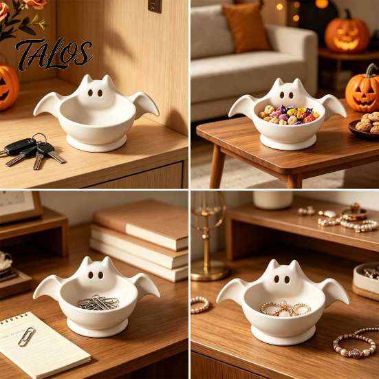 Halloween Bat Candy Bowl Shaped Storage Bowl, Cute Tray, Spooky Home Festive Table Centerpiece Tabletop Ornament, Multifunctional Decorative