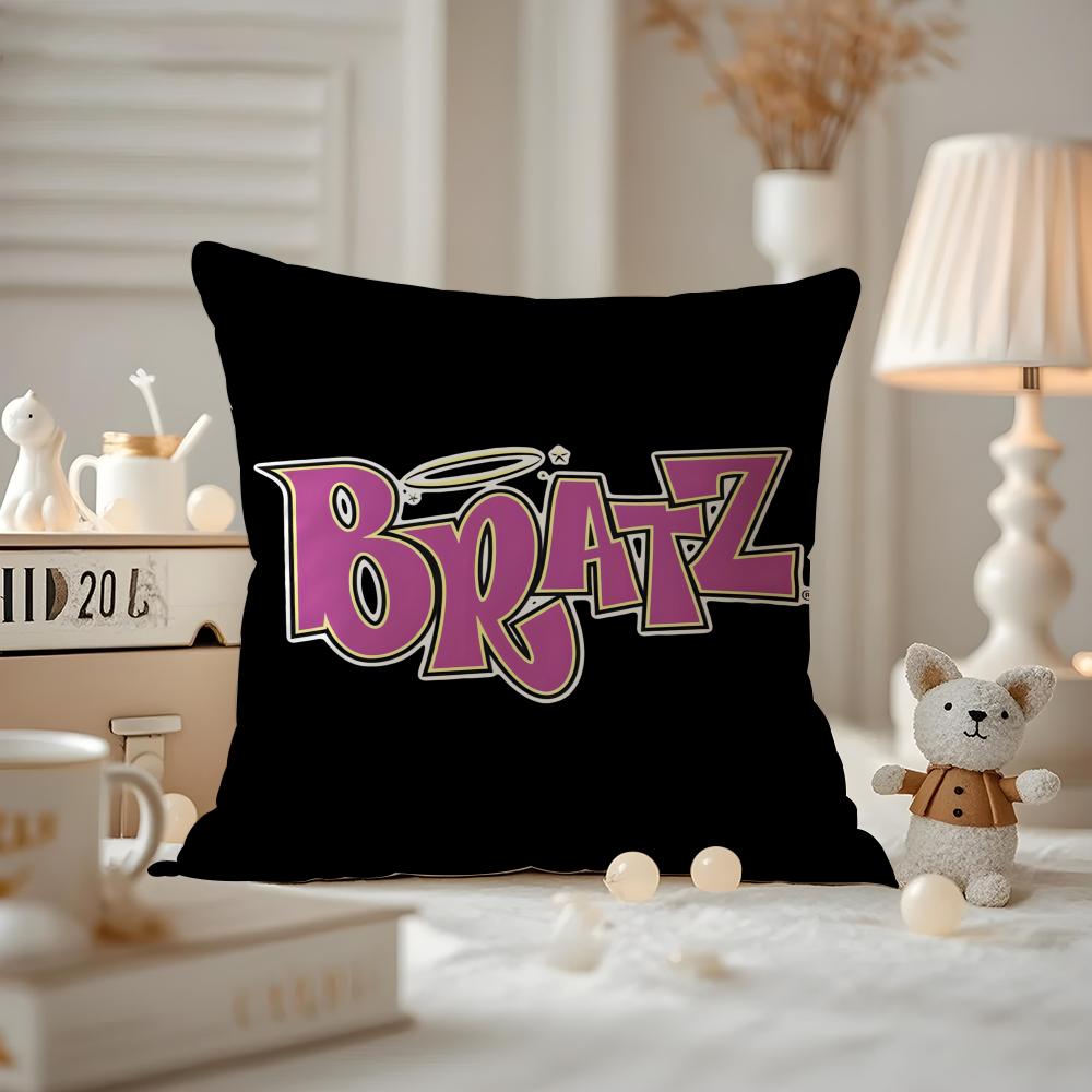 BBratzZ Fashion mMask gGirl Cushion Cover Antidustmite Pillowcase Invisible Zipper Silky Short Plush Sofa Cushion Cover