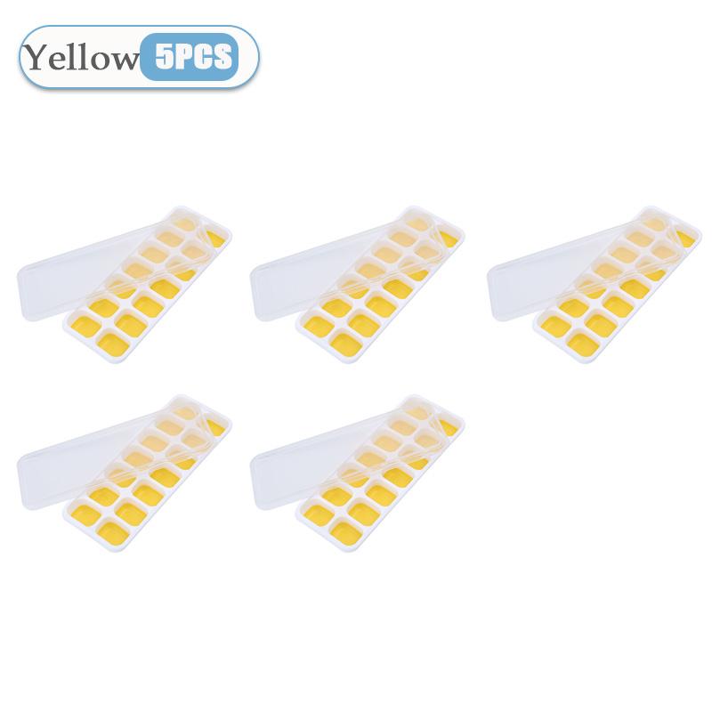 1-5PCS 6 Grid and 14 Grid Square Ice Cube Trays with Lids Silicone Soft Bottom Easy Release Mold for Homemade Ice