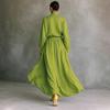 European and American French Lazy Style Green Turtleneck Loose Knitted Top Skirt Two-piece Set