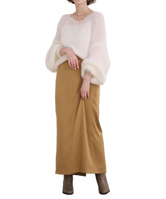 Yours Warm Tight Skirt BGXN2268 Large Camel Fleece-Lined Women's