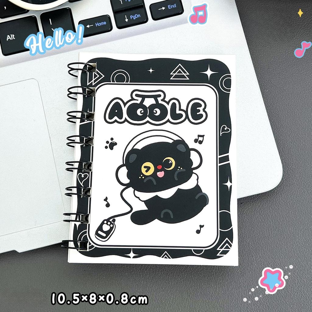 Kawaii Cartoon Black Cat Looseleaf Notebook Student Portable Pocket Notepad Cute Journal Travel Binder Planner School Supplies