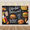 Pizza Hamburger Backdrop Supplies Quick Food Kid Birthday Party Decoration Cola French Fries Background Banner Photography Prop