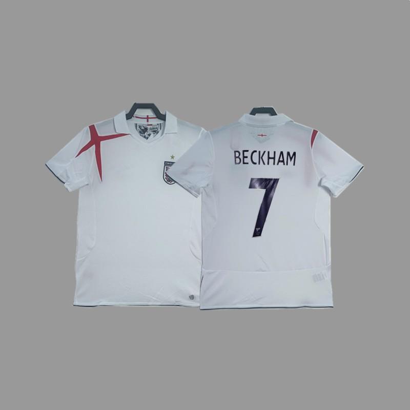 England Retro Football Jersey Gerrard Lampard Campbell Rooney Beckham Soccer Shirt