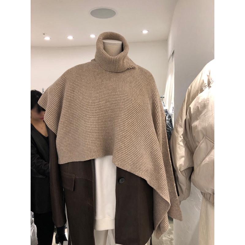 

2024 Южная Корея Женская шаль с высоким воротником накидка: Уютный вязаный зимний плащ