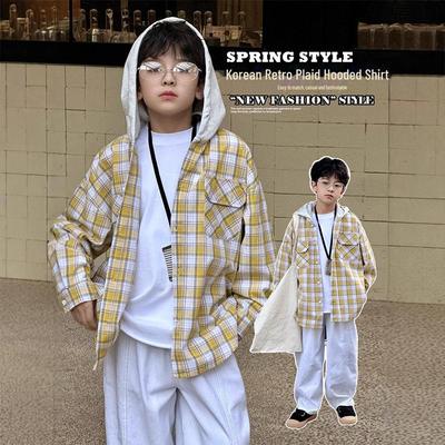 2025 Boys' Hooded Plaid Shirts: Trendy Korean Style for Kids