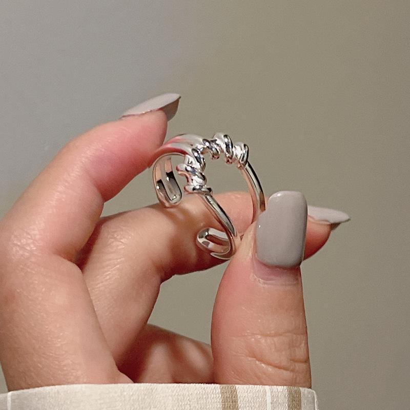 Korean Fashion S925 Sterling Silver Knotted Twist Ring - Simple INS Blogger Style