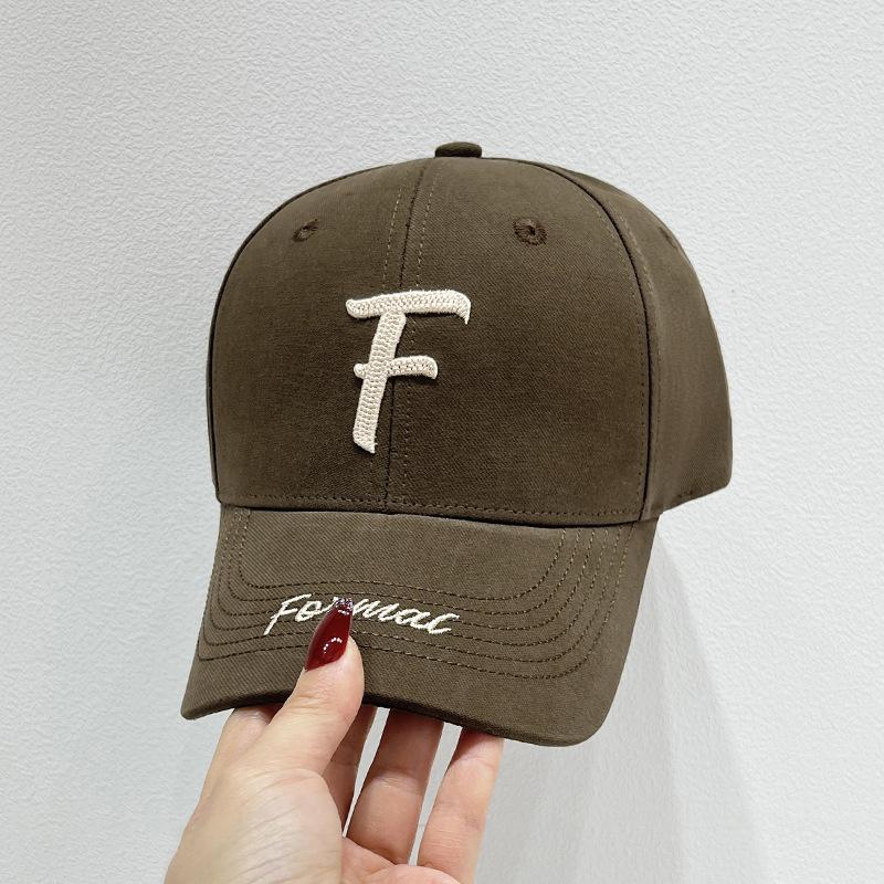 New Casual F Letter Embroidered Baseball Cap Women Show Small Face Deepen Hard Top Ins Sunshade Travel Versatile