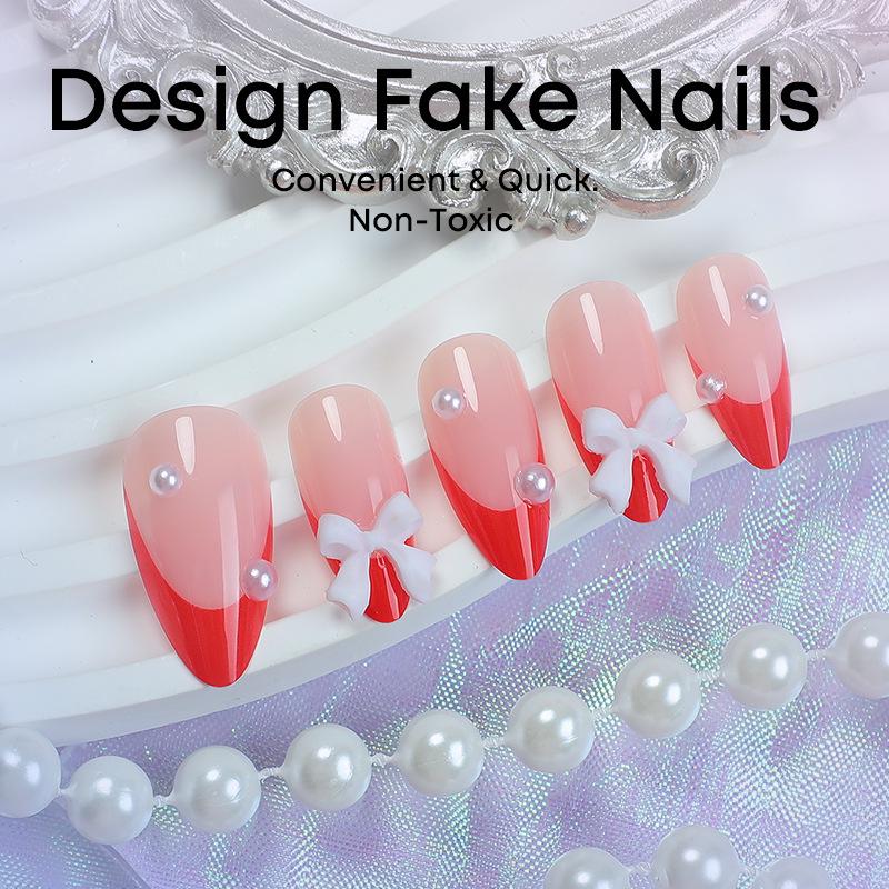 Valentine's Day Gradient Handmade Nail Patches - Wearable, Removable False Nails