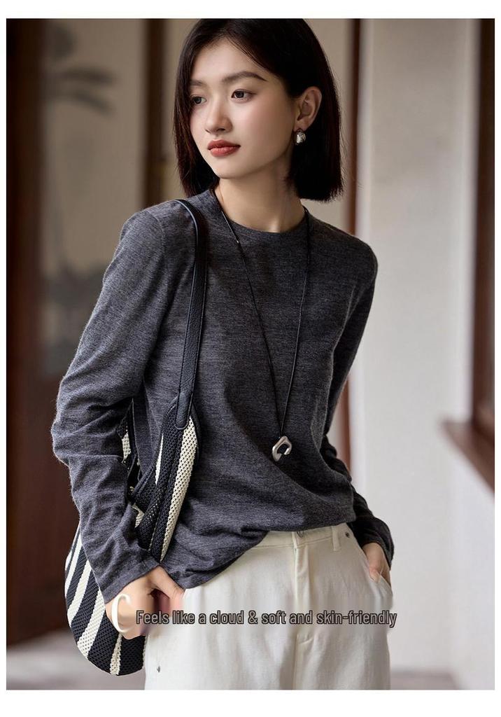 Women's Casual Knitwear: Pure Cashmere Long Sleeve, Round Neck, Loose Style for Autumn and Winter.