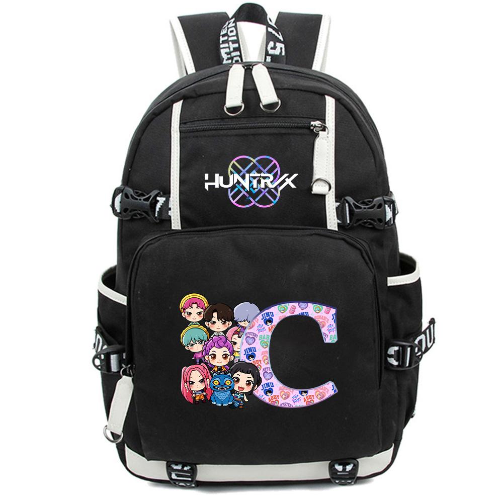 26 English Letter K-Pop Demon Hunters Backpack Large Capacity Bookbag Laptop Unisex Student Boy Girl School Bag Large Capacity Travel Outdoor Bag Gift