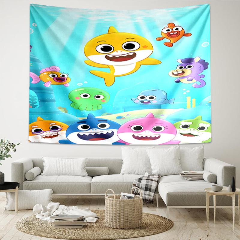 Cartoon Shark Dance Party Tapestry Hanging for Bedroom,Livingroom, Playroom,Decor Art Room Wall Tapestry Holiday and Birthday Gifts