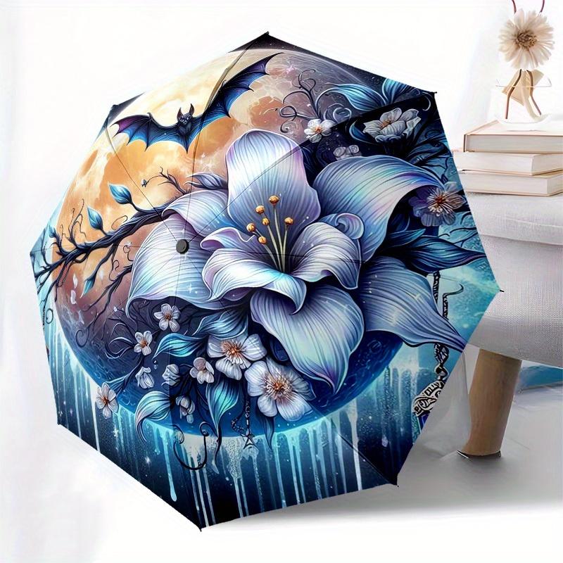 1pc Moonlit Fantasy Blossom Umbrella with Plastic Handle,Suitable for All Seasons Home Travel Outdoor UmbrellaB1841