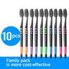 10Pcs Family Packed Deep Cleaning Soft Bristle Bamboo Charcoal Black Hair Ultra-Fine Toothbrush Oral Cleaning Beauty Health Tool