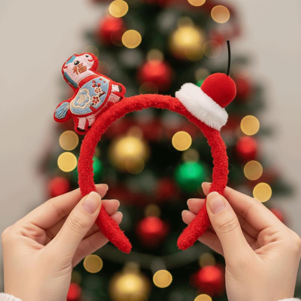 Kreslená obruč do vlasů s koňským ohonem Pony Novoroční pokrývka hlavy Sladká 2026 Novoroční čelenka Foto rekvizita