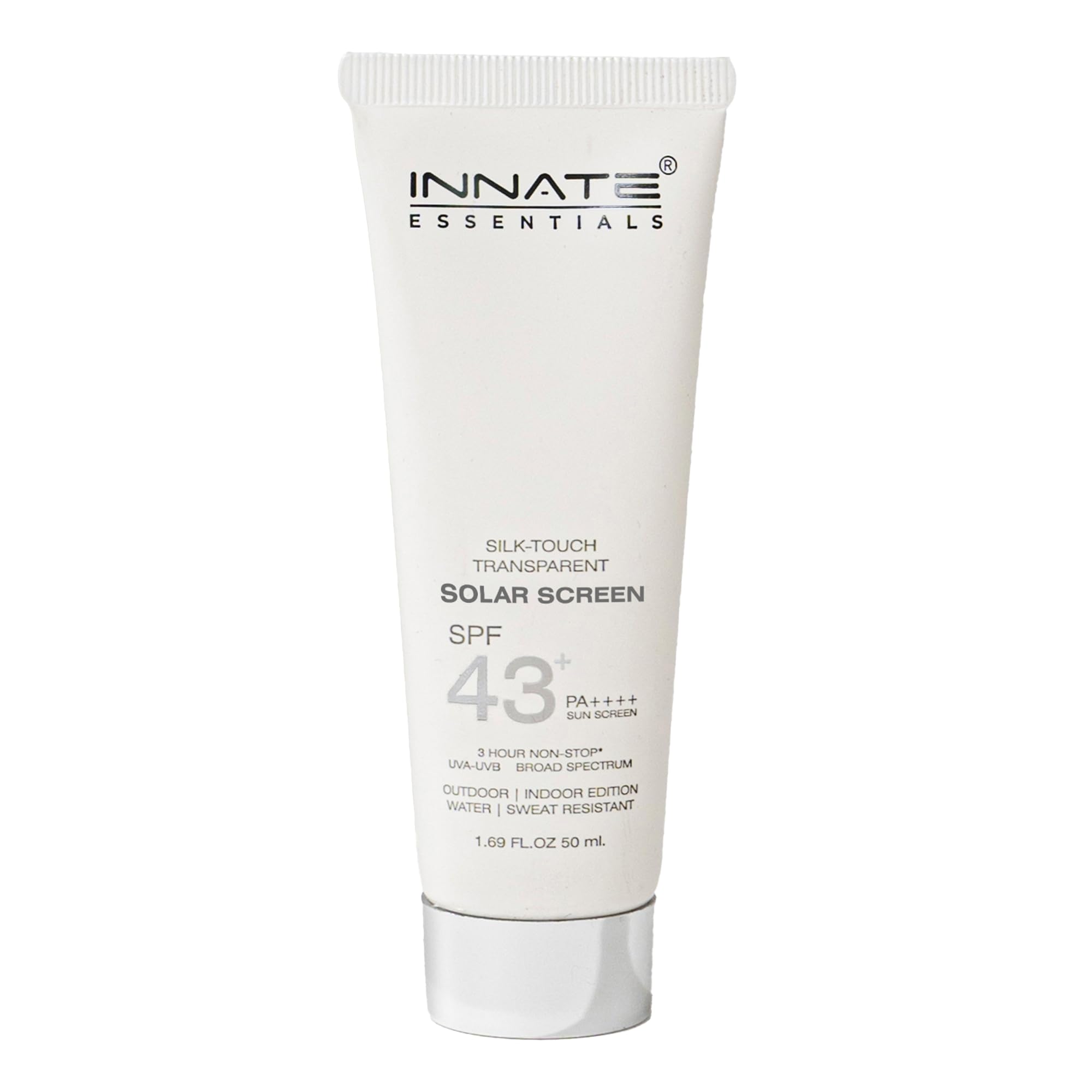 

INNATE YOU ARE BEAUTIFUL Silk-Touch Transparent Solar Sunscreen SPF 43+ PA++++ for Unisex - 50ml|Broad Spectrum UVA/UVB Protection,Non-Comedogeni