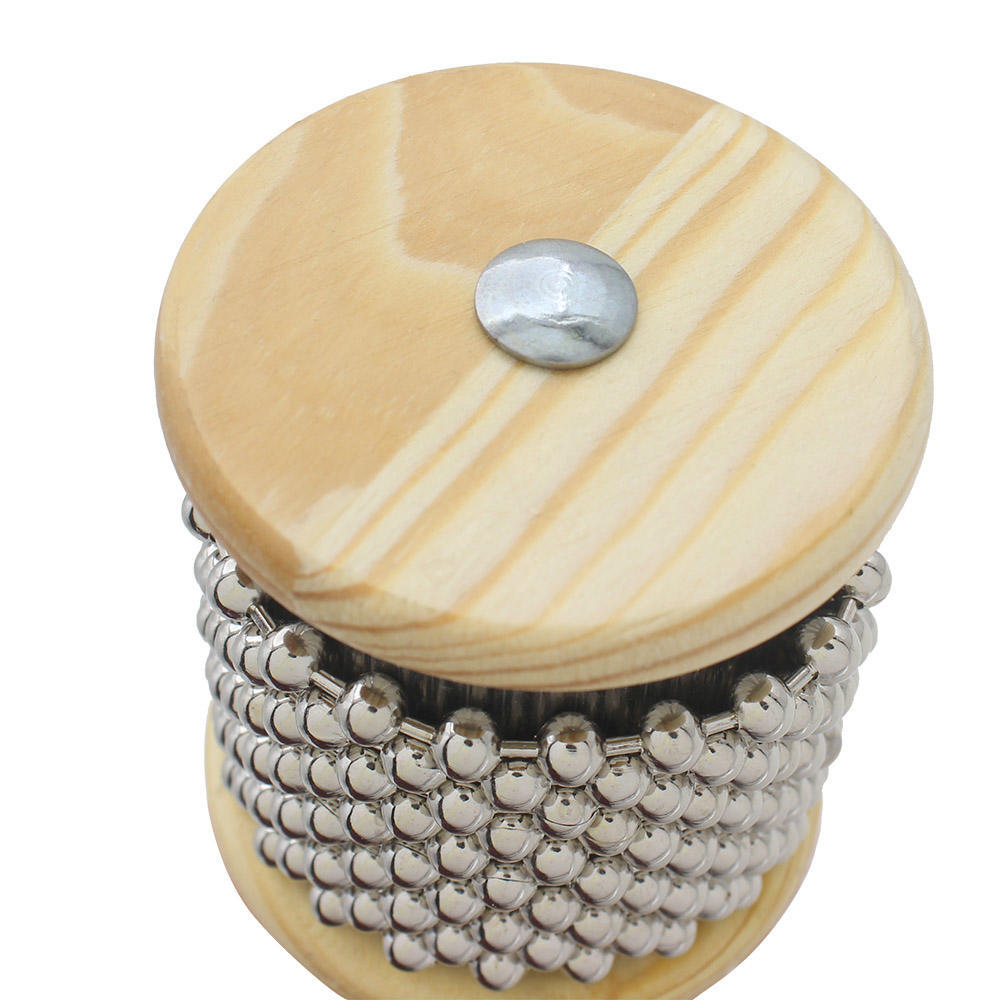 Wooden Handle Cabasa Metal Bead Percussion Instrument Latin Rhythm Shaker Pop Hand Shaker for Music Class Band Kids Adults