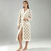 Thick Plaid Fleece Robe Women Long Sleeve V-Neck Hooded Sleepwear Cozy Home Lounge Wear Winter Fall