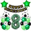 Football Number Balloon Set 0-9 Pentagram Balloons Happy Birthday Banner for Football Themed Birthday Party Decoration
