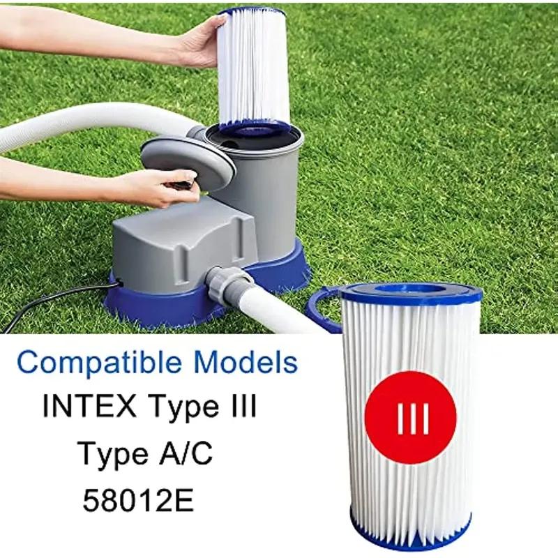 58012E Type III Type A/C Pool Filter Cartridge Outdoor Above-Ground Swimming Pool for 530 800 1300 1500 GPH Filter Pumps