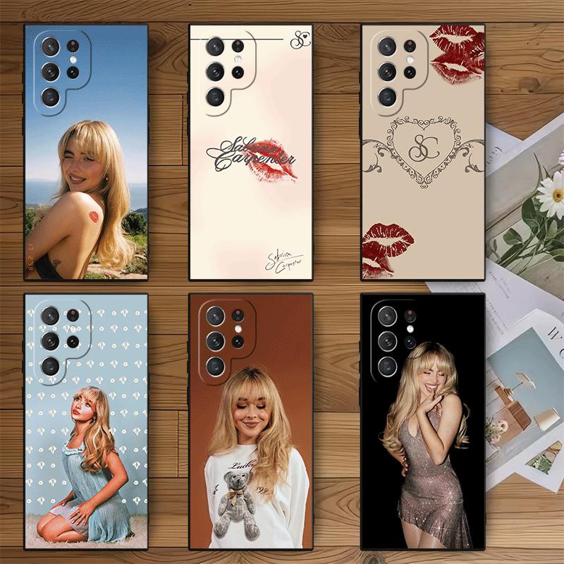 CR66 S-Sabrina C-Carpenter Soft Phone Case for Samsung Galaxy S26 S25 Edge S24 Ultra S23 Plus S22 S21 FE S20 Black Cover Back Sh
