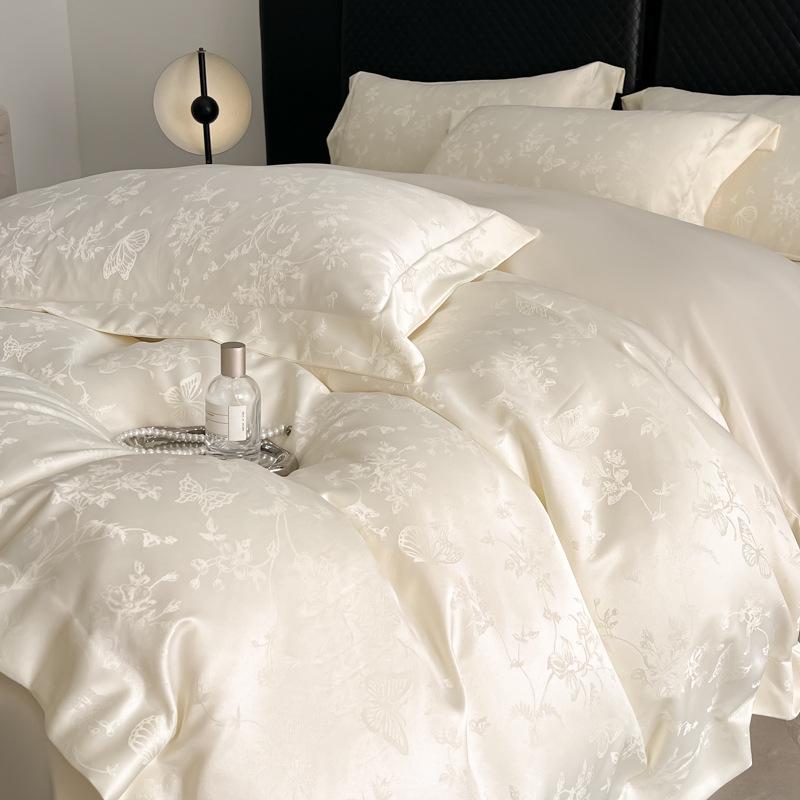 

Шовковистий Жакардовий Комплект Підковдри з Тенселю - Розкішна Літня Постільна Білизна з Дизайном Бантика 1.8m Bedspread 4-Piece Set [Duvet Cover 200x230]