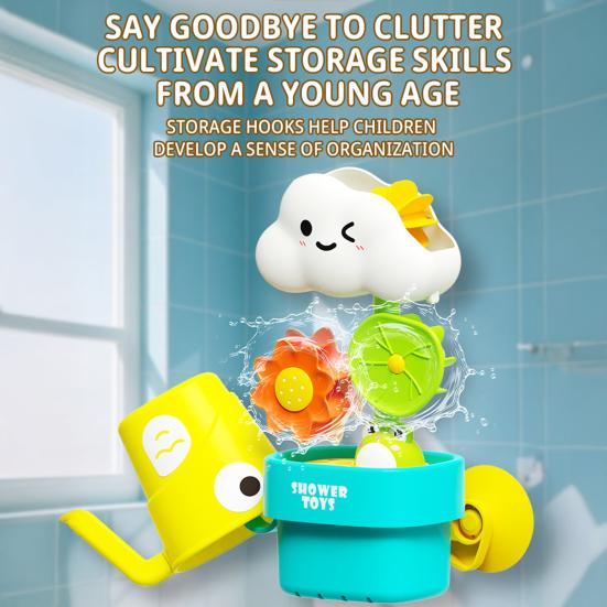 Retractable Bath Toy with Water Spray & Spinning Wheels Child Shower Play Set