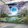 3d Maan Bloemen Foto Behang Boom Zwaan Landschap Muurschildering Woonkamer Slaapkamer Achtergrond Muurpapier Decor