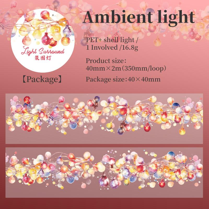 1 Roll Lamplight PET Tape Cute Literary INS Style Journal Handbook Tapes Creative DIY Dairy Collage Stationery