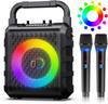 Karaoke Crate with 2 Wireless Microphones, Professional Portable Bluetooth Karaoke with LED Lights, Eco/TF/USB, AUX for Parties and Adults