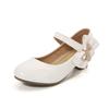2026 Spring New Girls Leather Shoes Children's Princess High Heels Black White Girls Wedding Party Dance Shoes 26-38