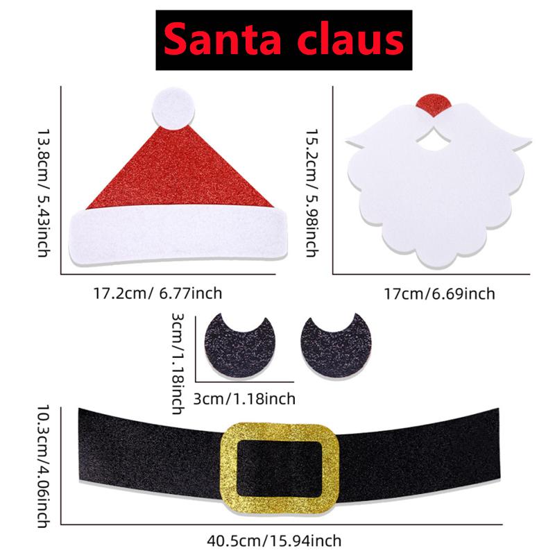 4-1PC Christmas Non-woven Window Stickers Santa Claus Snowman Elk Door Wall Sticker Christmas Decor New Year Home Decorations