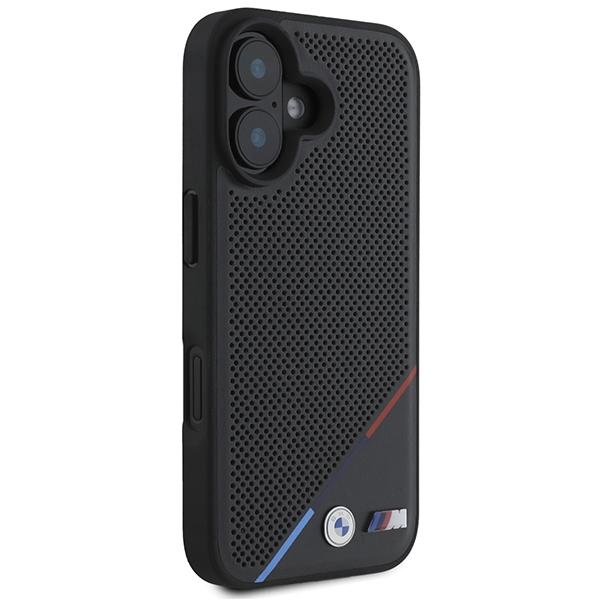 BMW Bmhmp16S23Pupdk Iphone 16 6.1 Czarny/Black Hardcase M Perforated Tricolor Line Magsafe