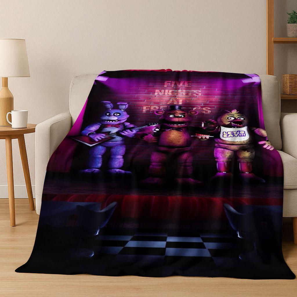 3D-Spiel F-FNAF Freddy Cartoon Flanelldecke für Bett Schlafzimmer Zimmer Wohnzimmer, Weiche Warme Überwurfdecke Camping Picknick Geschenk Kinder