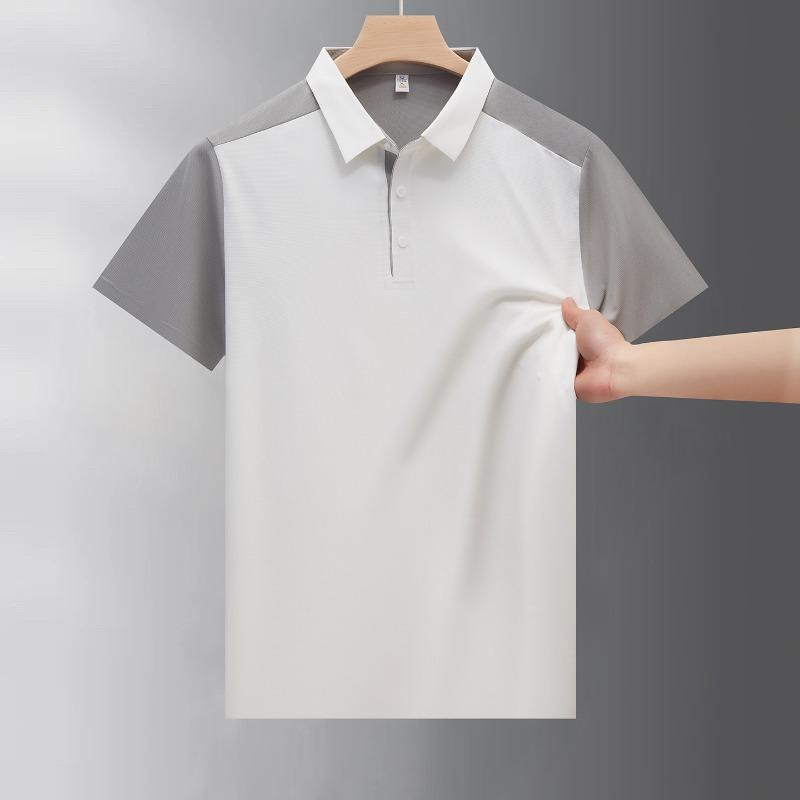 Men s White & Grey Color Block Short Sleeve Polo Shirt L белый