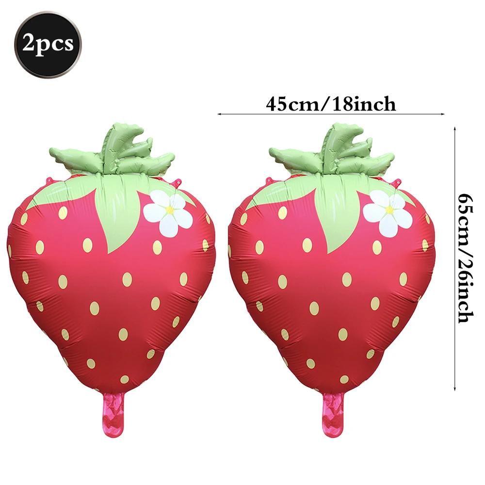 Strawberry Balloon Cute Sweet Foil Mylar Fruit Balloon Strawberry Themed Birthday Party Decoration Girls Kids Baby Shower Supply