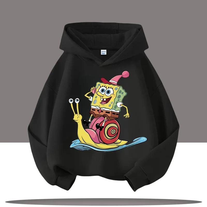 Podzim Zima Spongebob v kalhotách Tištěné Mikiny Ležérní Teplé Sportovní Dlouhý Rukáv Dětské Chlapecké a Dívčí Dětské Unisex Mikiny s Kapucí