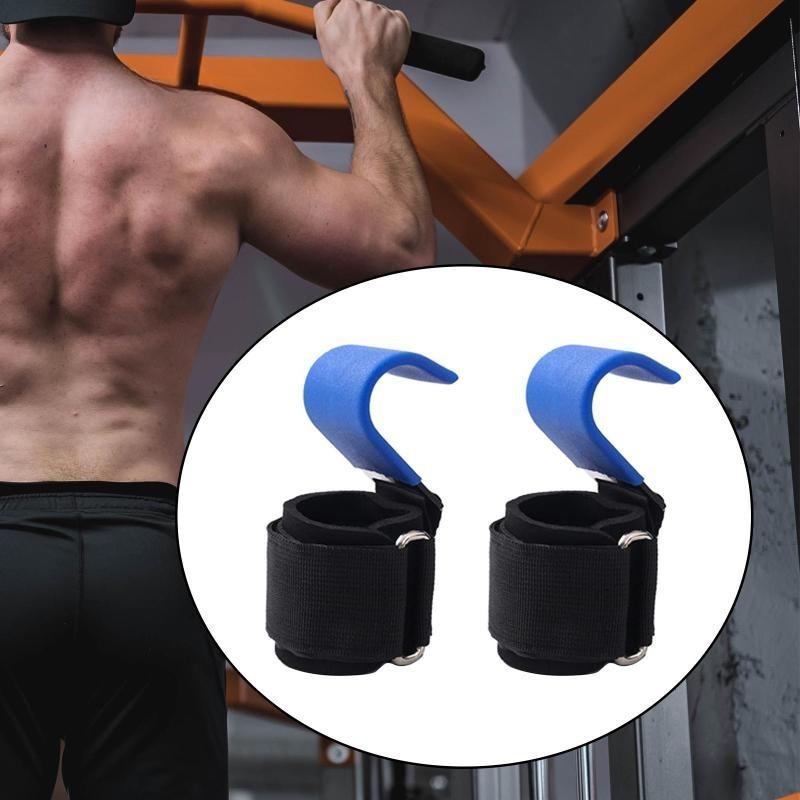 2PCS Pull up Strength Training Device Workout Weightlifting Fitness Hand Grips Lifting Straps Metal Weight Lifting Hooks