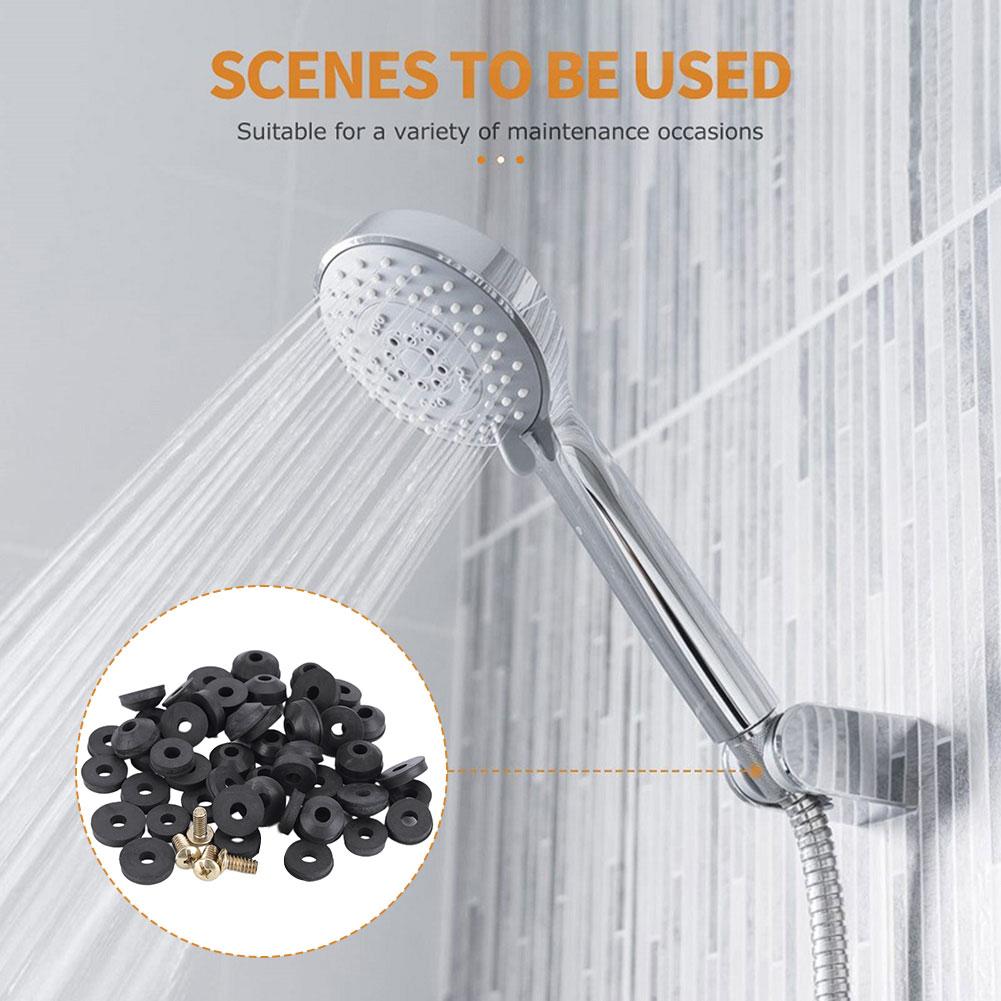 48PCS Faucet Washers Replacement O-ring Rubber Plumbing Faucet Seal Washer with Screws Flat Beveled for Bath Sink Basin Shower