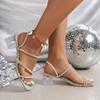 2025 summer new style one-word fashion women's large size square head thick high-heeled slippers