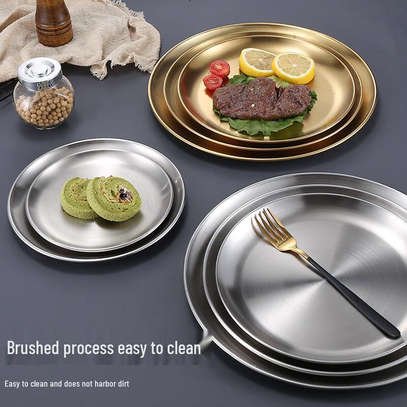 Minai Stainless Steel Round Serving  Snack Plate