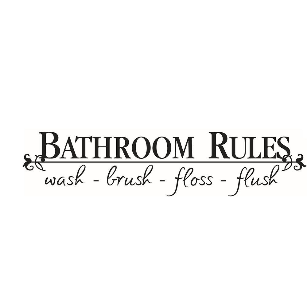 Bathroom Rules Door Sign Vinyl Quotes Lettering Words Wall Stickers Bathroom Toilet Washroom Decoration Home Decor Decal Art