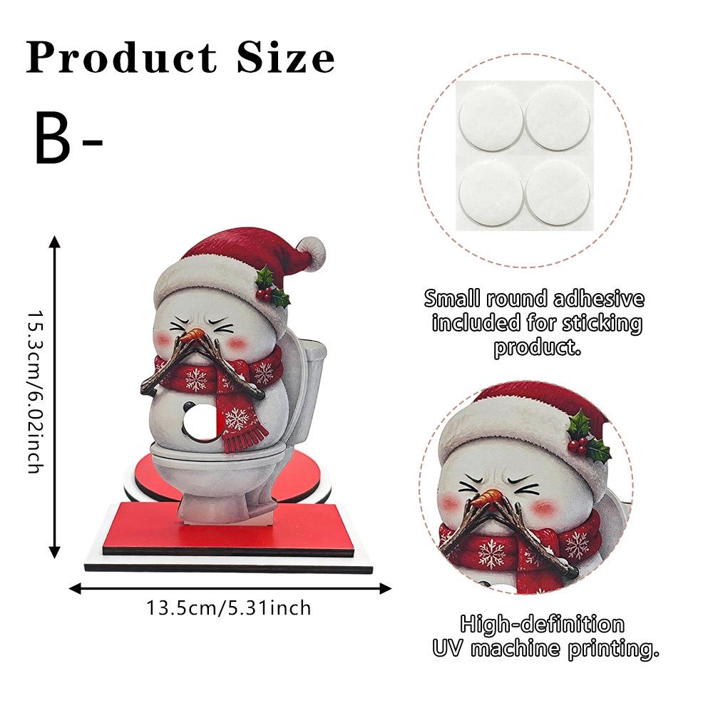 Christmas Tissue Holder Ornament Snowman Reindeer Santa Claus Festive Wooden Atmosphere Decoration Item