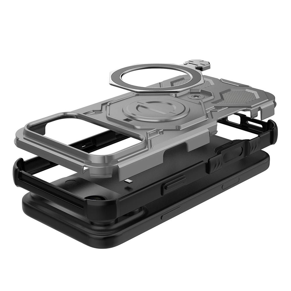 For iPhone 17 Pro Magnetic Case Rotating Metal Kickstand Shockproof PC+TPU Phone Back Cover