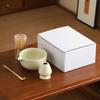 4PCS Ceramic Bamboo Japanese Matcha Tea Set Matcha Bowl Reusable Matcha Whisk Set Matcha Whisk Holder Matcha Making Kit