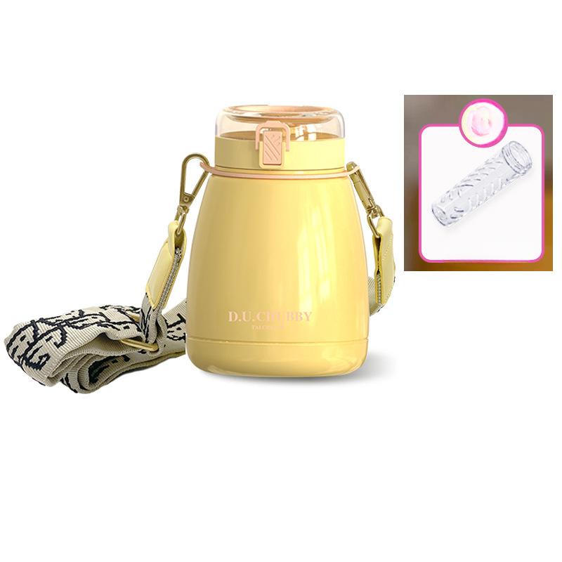 Cute 304 Stainless Steel Dudu Cup Vacuum Cup 1000ml Large Capacity Kettle Cup with Straw Pot Belly Thermos Cup