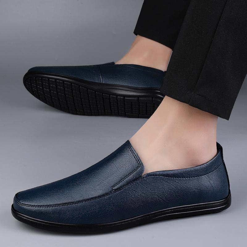 Fashion Fashion Men Loafers Luxury Split Leather Men's Low Casual Shoes 2025 New Comfortable Driving Shoes Outdoor Men Flats Size 37-45