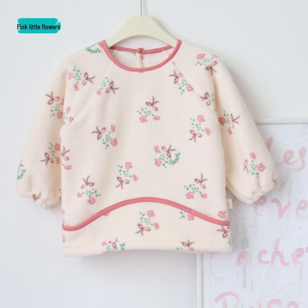 2025 Fall/Winter Unisex Fleece Smock for Kids: Reversible Baby Bib and Eating Wear